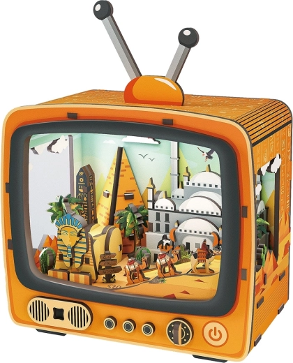 2Kids Toys puzzle 3D en bois rétro TV avec scène égyptienne