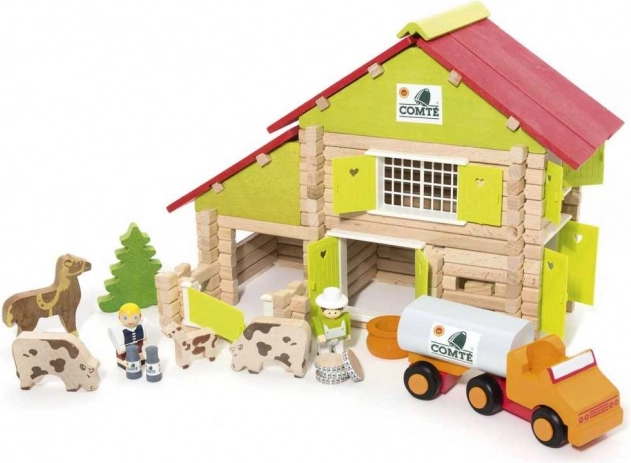 Jeujura Jeu de construction en bois 180 pièces Grande ferme