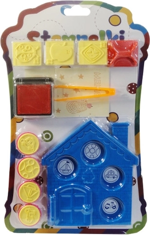 Set de tampons colorés avec maisonnette et accessoires