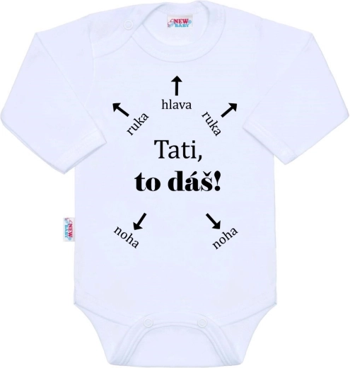 Body en coton imprimé New Baby Papa, tu vas y arriver ! manches longues
