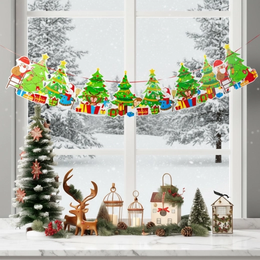 Guirlande en papier de Noël avec des sapins de Noël