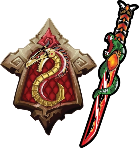 Épée et bouclier samouraïs en mousse – dragon et serpent, set pour enfants