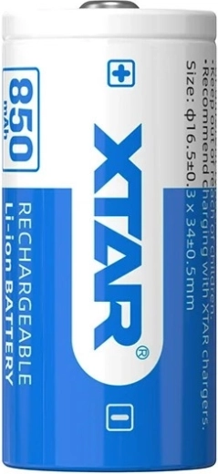 Accumulateur Li-ion Xtar 16340 / R-CR123 3,7 V 850 mAh avec protection - 1 pièce