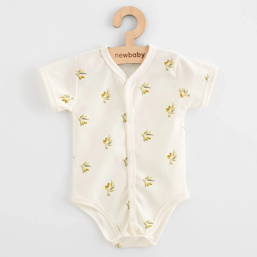 Body bébé intégralement boutonné à manches courtes en coton biologique NEW BABY Olives, taille 68