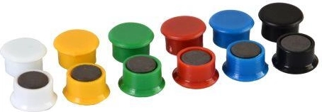 Aimants colorés 13 mm, assortiment de couleurs, 14 pcs