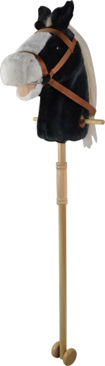 Cheval noir à bâton avec sons, 95 cm