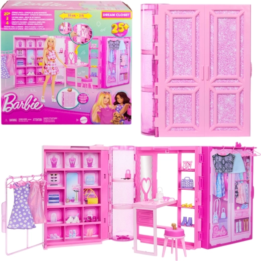 Garde-robe de rêve BARBIE avec tenues et accessoires (sans poupée)