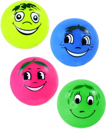 Balle rebondissante en caoutchouc smiley fruits avec lumière 5,2 cm - 1 pièce