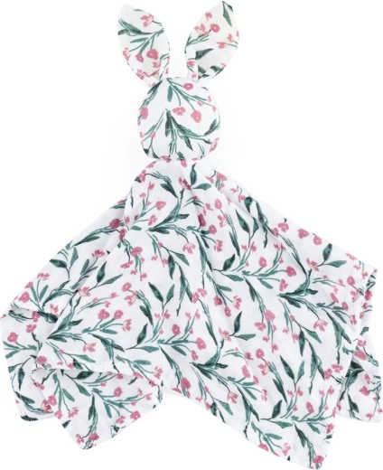 Petite&Mars doudou en mousseline de bambou Hugo pink meadow