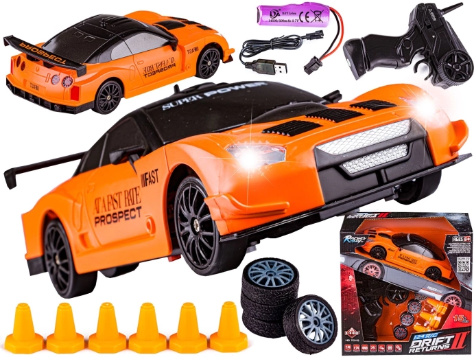 Voiture RC de drift Nissan GT-R 1:24 4WD 2,4 GHz orange
