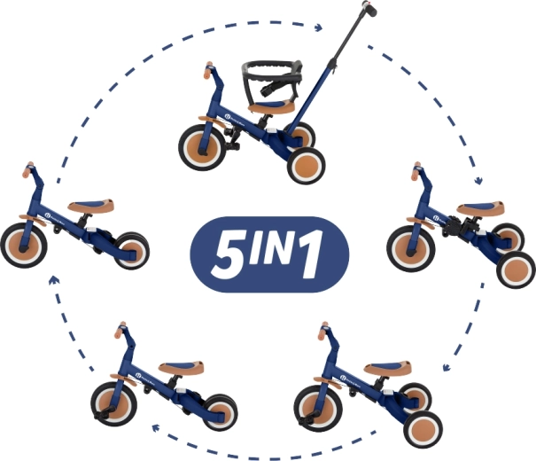 Petite&Mars tricycle multifonction 5-en-1 Turbo bleu énigmatique