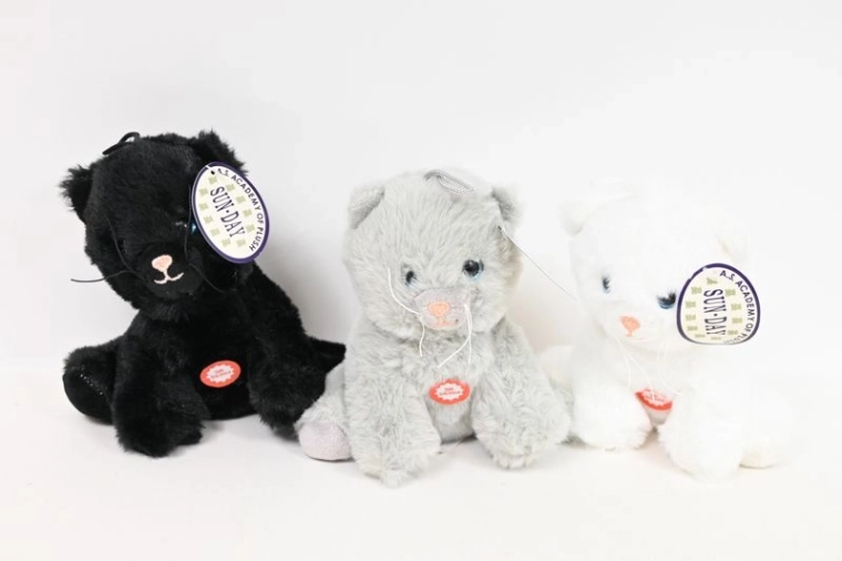 Chat en peluche avec son 15 cm