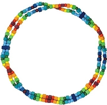 Detoa collier enfant arc-en-ciel en perles de bois