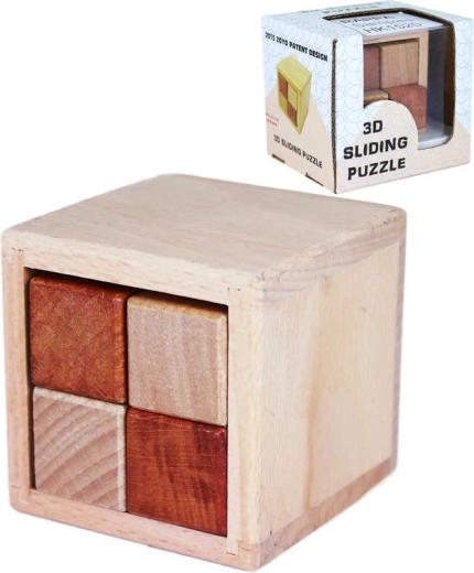 Puzzle 3D en bois coulissant en forme de cube dans une boîte cadeau - 1 pièce