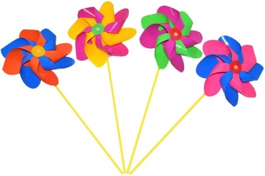 Moulin à vent en plastique coloré 20 cm