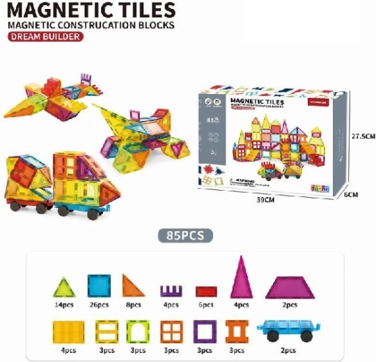 Jeu de construction magnétique pour enfants 85 pcs