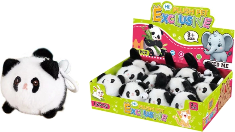 Porte-clés en peluche panda à enrouleur 10,5 cm