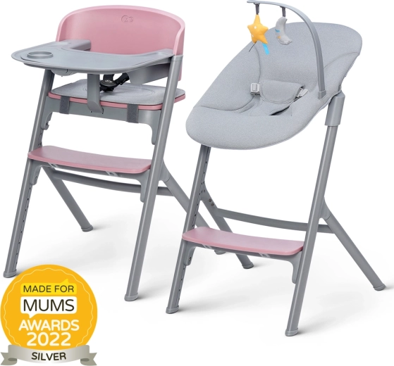 Kinderkraft set chaise haute Livy Aster Pink avec transat Calmee, premium