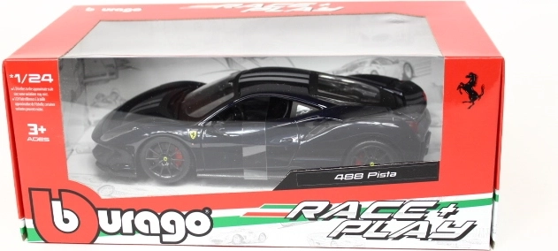 Bburago Ferrari 488 Pista bleu avec bandes argentées 1:24