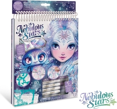 Carnet de croquis créatif Nebulous Stars Iceana avec pochoirs et stylos métalliques