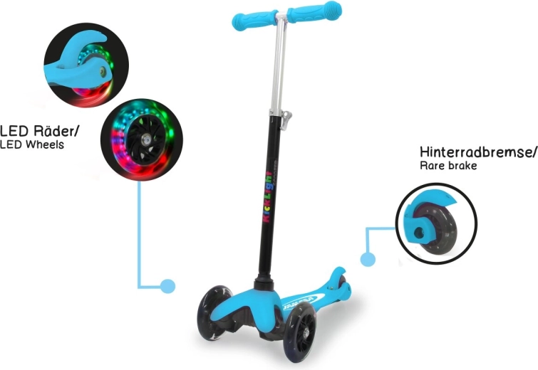 Trottinette à trois roues pour enfants JAMARA Kick Light bleue