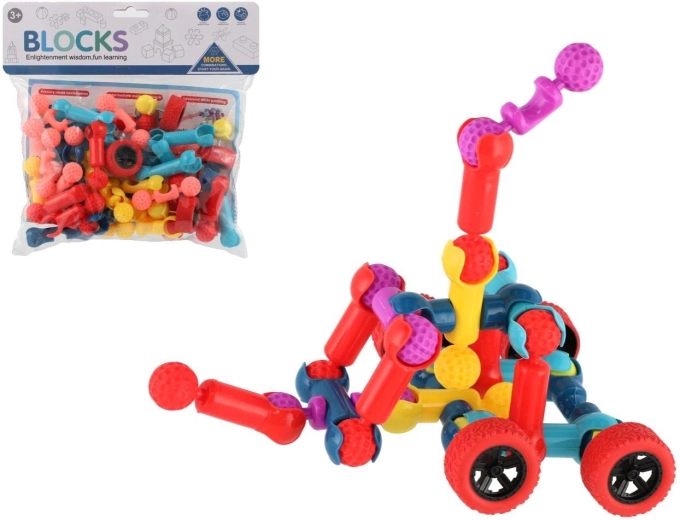 Jeu de construction en plastique avec des briques de deux couleurs