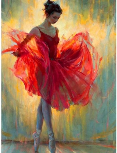 Broderie diamant (diamond painting) ballerine en rouge 30 × 40 cm