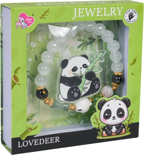 Set de bijoux pour enfants Panda avec bracelet blanc