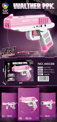 Kit de construction de pistolet rose, 237 pièces