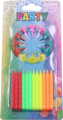 Bougies de fête colorées 24 pcs avec supports néon