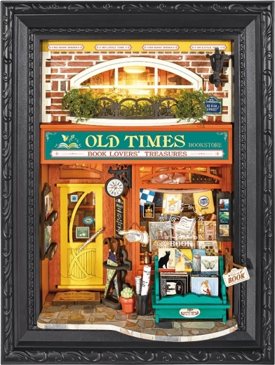 RoboTime Puzzle 3D en bois Librairie Old Times dans un cadre