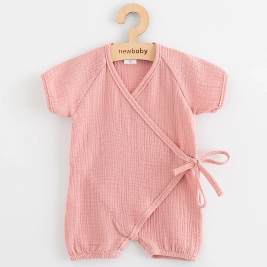 Combinaison d’été bébé en mousseline New Baby rose