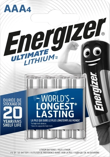 Piles lithium AAA ENERGIZER Ultimate Lithium 1,5 V – 4 pièces