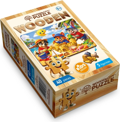 Puzzle en bois WOODEN CITY Aventure estivale à la plage, 40 pièces