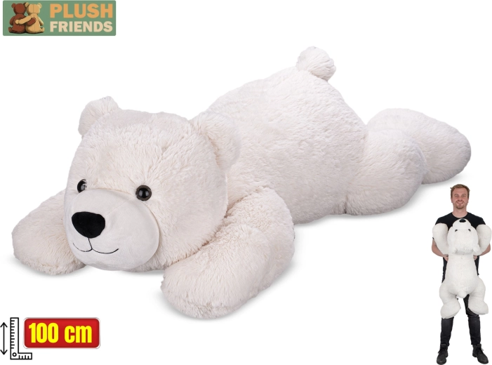 Ours polaire en peluche Plush Friends 100 cm – compagnon câlin allongé