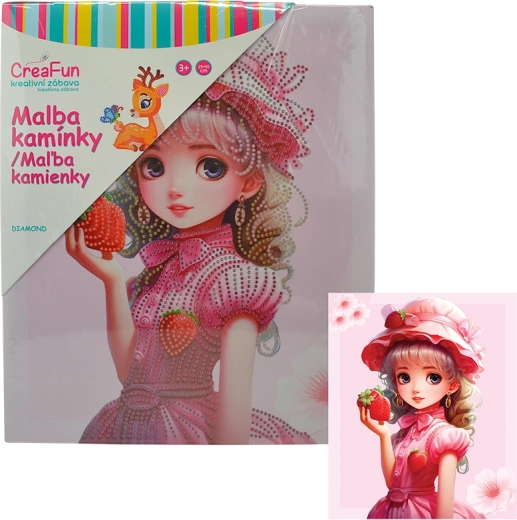 Peinture diamant – poupée à la fraise 25 × 30 cm