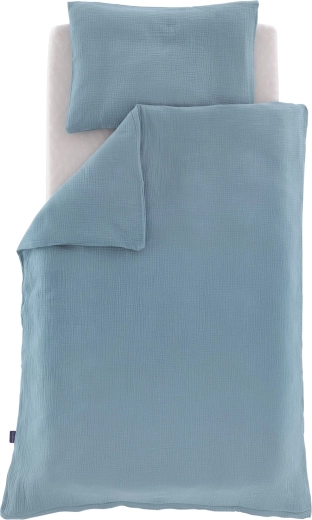 Träumeland linge de lit en mousseline bleu jean 100 × 135 cm + 40 × 60 cm