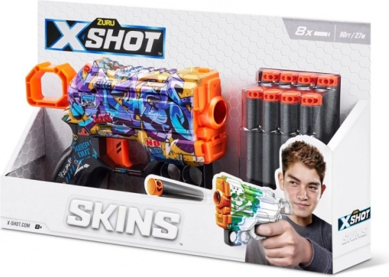 X-Shot Skins Menace blaster – motif D (8 fléchettes en mousse)