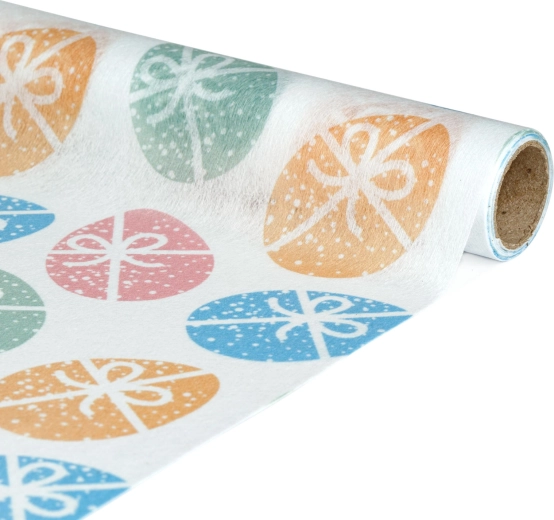 Chemin de table décoratif blanc avec motif œufs, 180 × 28 cm