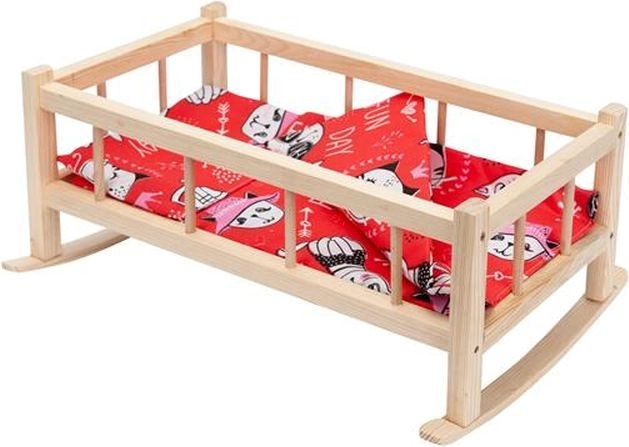 Berceau en bois taille moyenne pour poupées avec literie