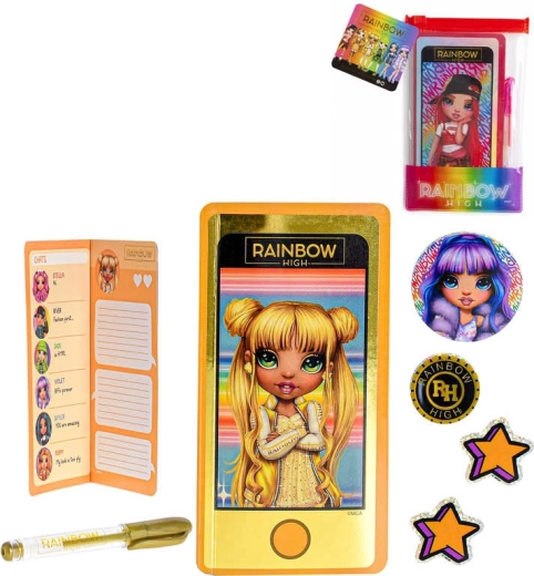 Rainbow High carnet A6 en forme de téléphone portable avec stylo et autocollants - 1 pièce