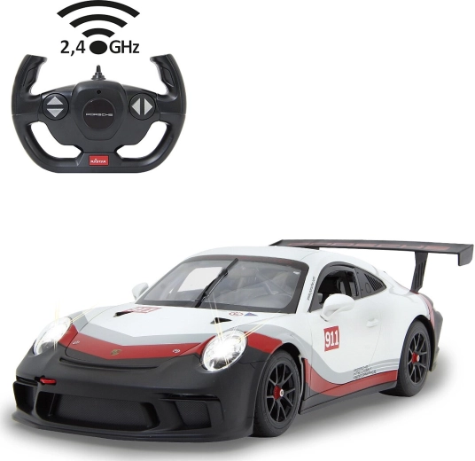 Voiture RC Jamara Porsche 911 GT3 Cup télécommandée 1:14 blanche 2,4 GHz