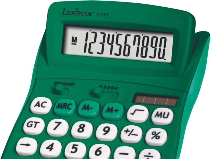 Calculatrice de poche Lexibook 10 chiffres, surface en caoutchouc, verte