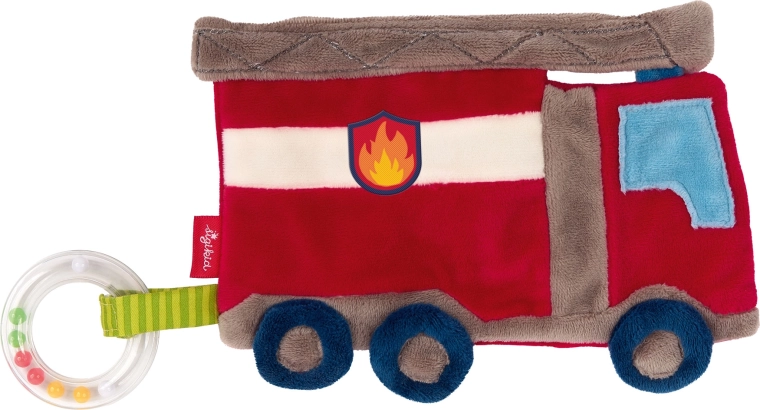 Doudou confort Sigikid – camion de pompiers avec papier bruissant et hochet