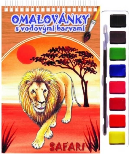 Akim cahier de coloriage avec aquarelles et pinceau – animaux safari