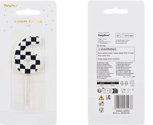 Bougie d’anniversaire pour gâteau chiffre 6 mix – 1 pièce