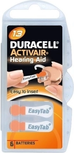 Piles pour aides auditives Duracell Activair 13, lot de 6
