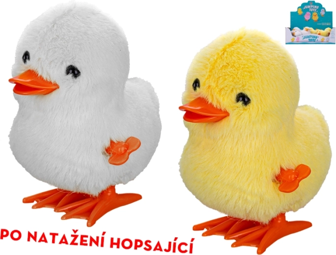 Caneton en peluche sauteur à remontoir 9 cm