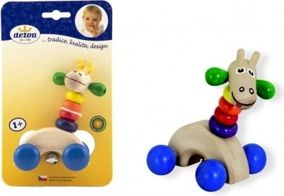 Detoa girafe en bois sur roues