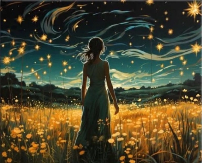 Norimpex peinture par numéros Femme marchant dans un champ 40 × 50 cm
